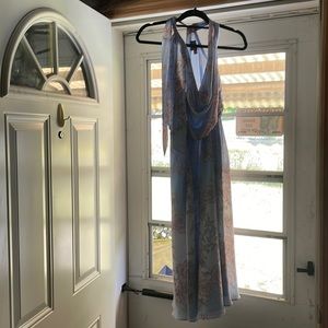 Vince Camuto blue floral dress. Size 4. Worn once. Zips up ok right side.